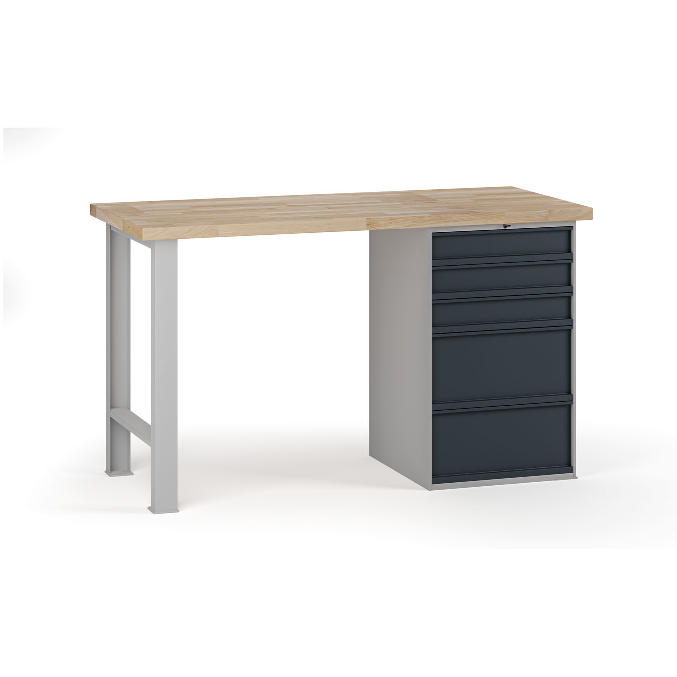 Fotografia produktu: Dielenský pracovný stôl G7, buková škárovka, 1500 x 685 x 840 mm, 1x kontajner, 5 zásuviek, grafit