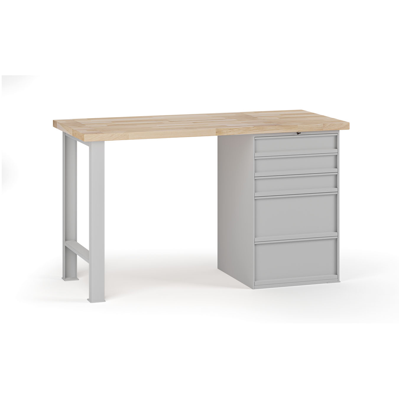 Fotografia produktu: Dielenský pracovný stôl G7, buková škárovka, 1500 x 685 x 840 mm, 1x kontajner, 5 zásuviek, sivá