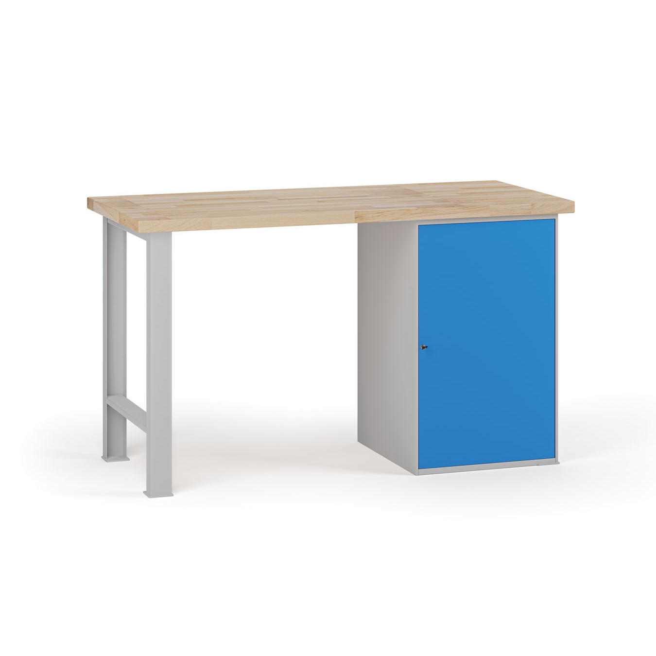 Fotografia produktu: Dielenský pracovný stôl G7, buková škárovka, 1500 x 685 x 840 mm, 1x skrinka, modrá