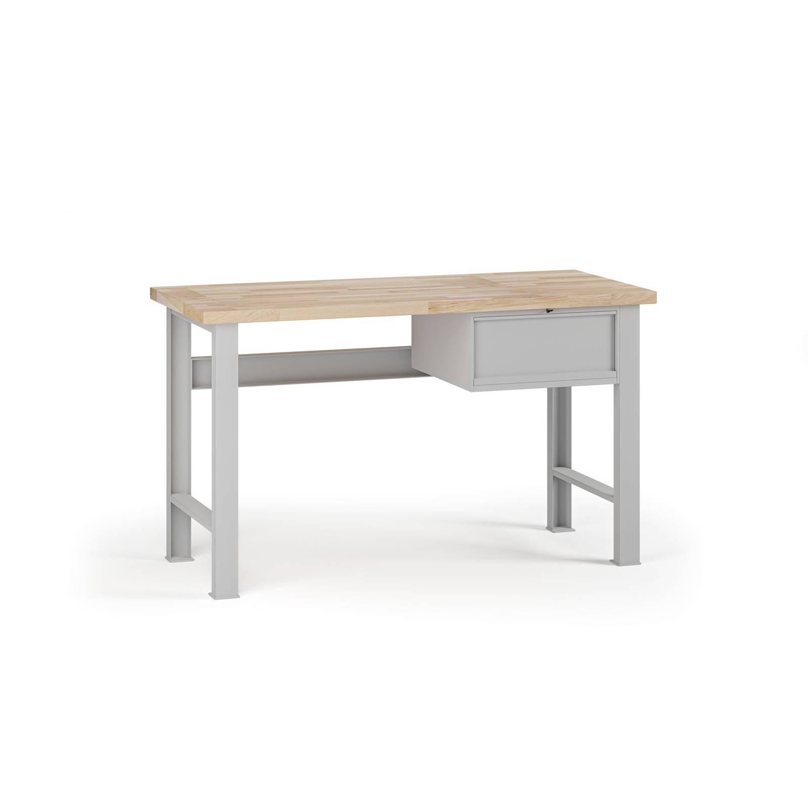 Fotografia produktu: Dielenský pracovný stôl G7, buková škárovka, 1500 x 800 x 840 mm, 1x kontajner, 1 zásuvka, sivá