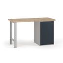 Dielenský pracovný stôl G7, buková škárovka, 1500 x 800 x 840 mm, 1x skrinka, grafit