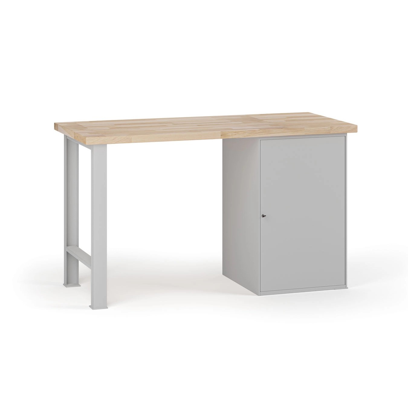 Fotografia produktu: Dielenský pracovný stôl G7, buková škárovka, 1500 x 800 x 840 mm, 1x skrinka, sivá
