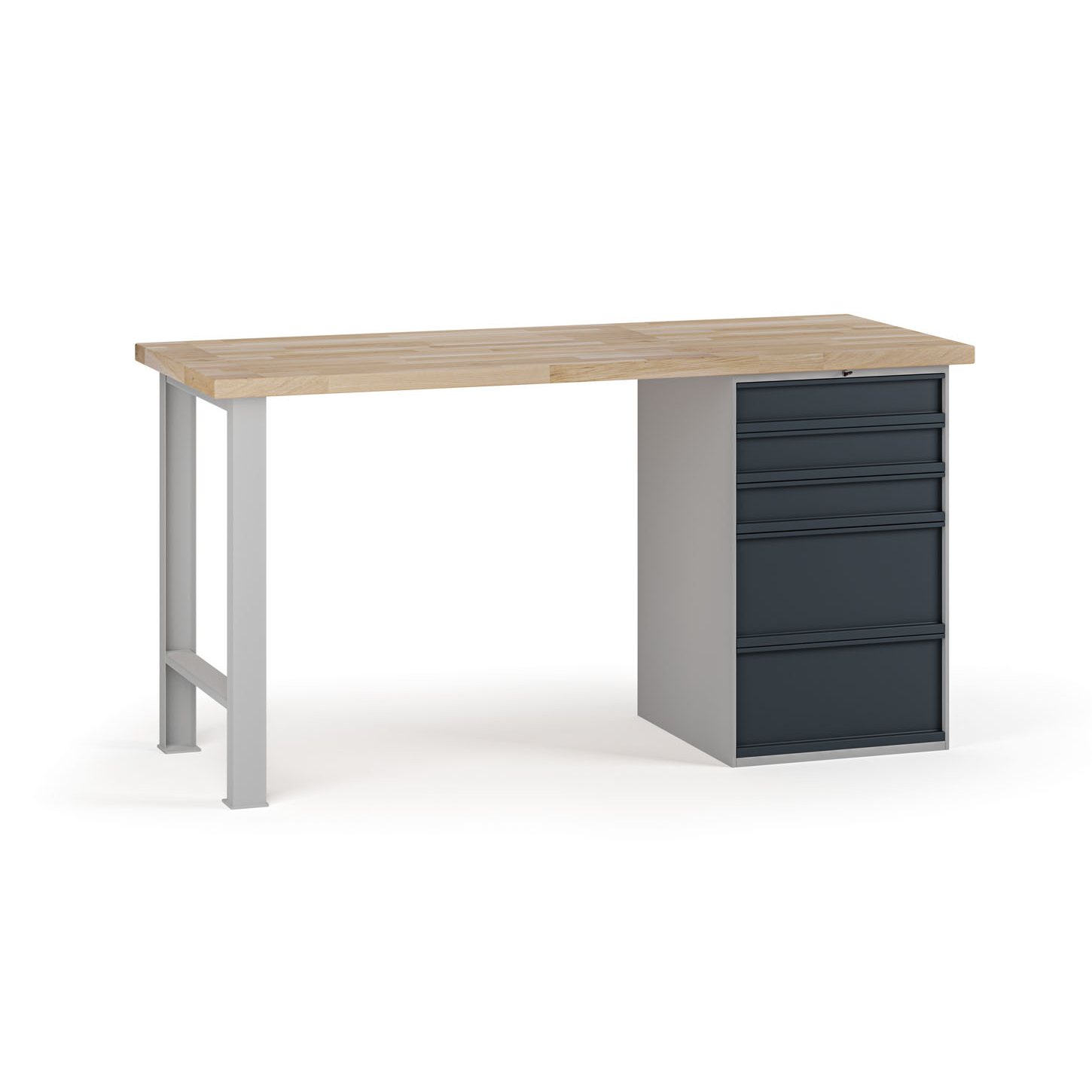 Fotografia produktu: Dielenský pracovný stôl G7, buková škárovka, 1700 x 685 x 840 mm, 1x kontajner, 5 zásuviek, grafit