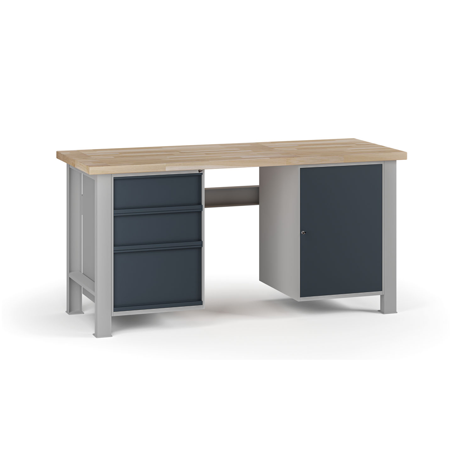 Fotografia produktu: Dielenský pracovný stôl G7, buková škárovka, 1700 x 685 x 840 mm, 1x skrinka, 3 zásuvky, grafit