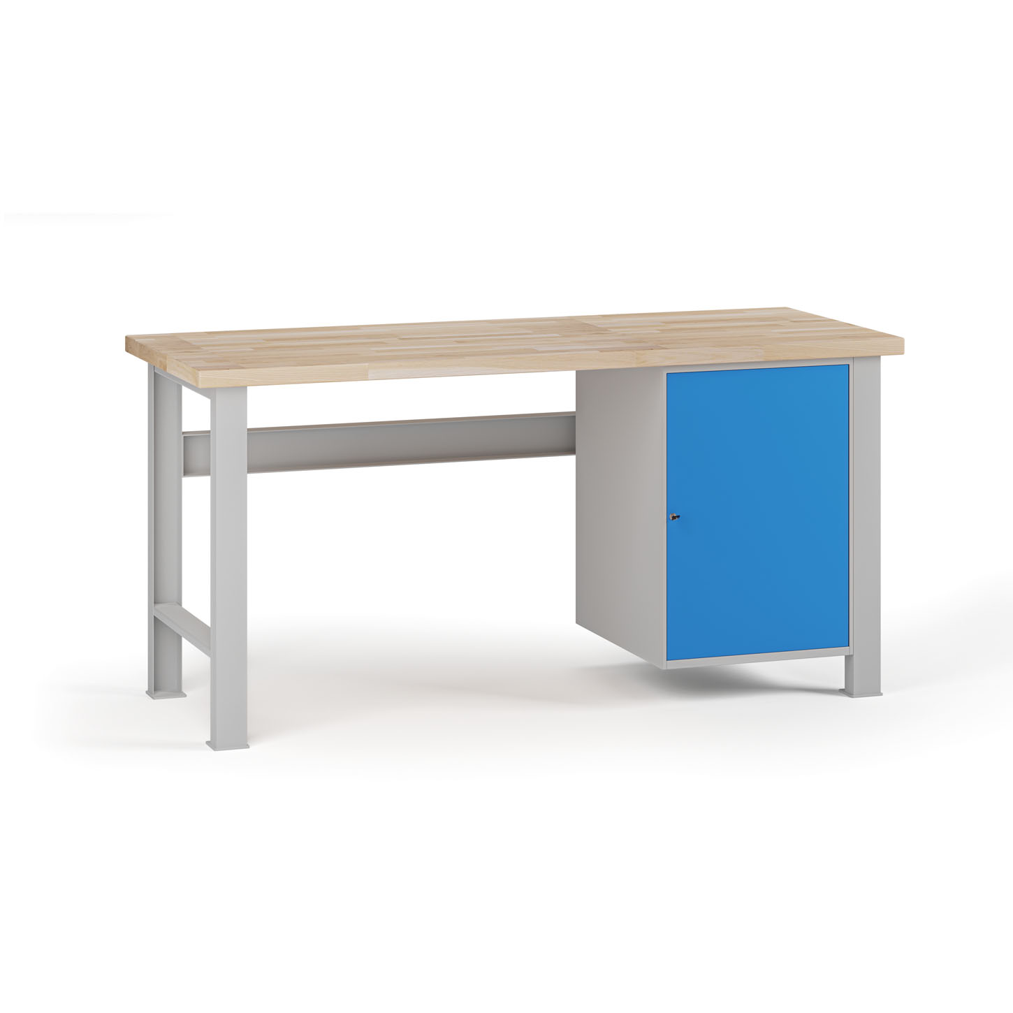 Fotografia produktu: Dielenský pracovný stôl G7, buková škárovka, 1700 x 685 x 840 mm, 1x skrinka, modrá