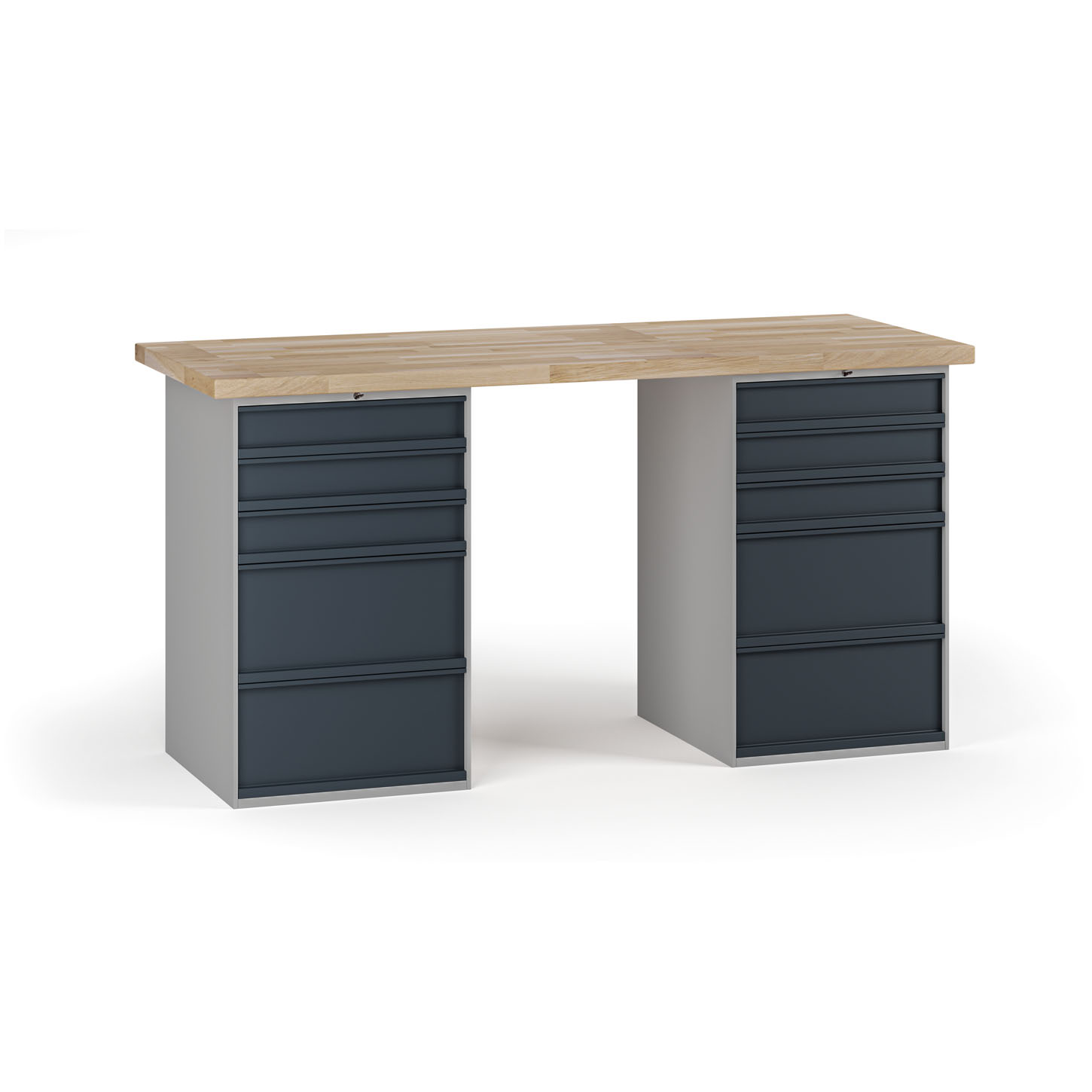 Fotografia produktu: Dielenský pracovný stôl G7, buková škárovka, 1700 x 685 x 840 mm, 2x kontajner, 10 zásuviek, grafit