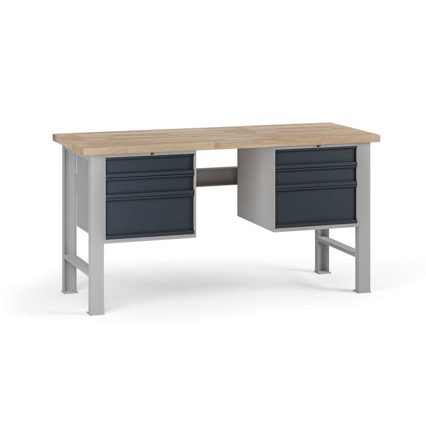 Fotografia produktu: Dielenský pracovný stôl G7, buková škárovka, 1700 x 685 x 840 mm, 2x kontajner, 6 zásuviek, grafit
