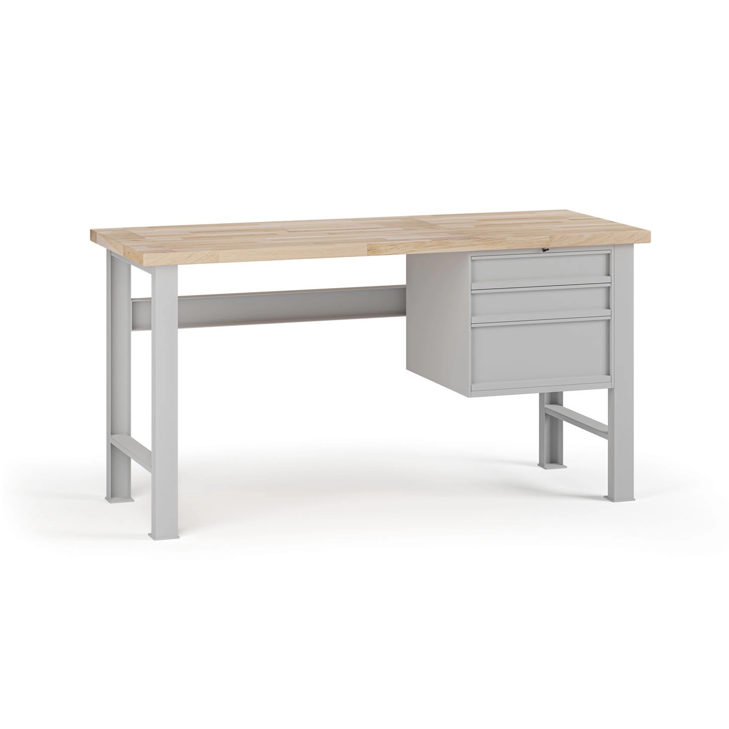 Fotografia produktu: Dielenský pracovný stôl G7, buková škárovka, 1700 x 800 x 840 mm, 1x kontajner, 3 zásuvky, sivá