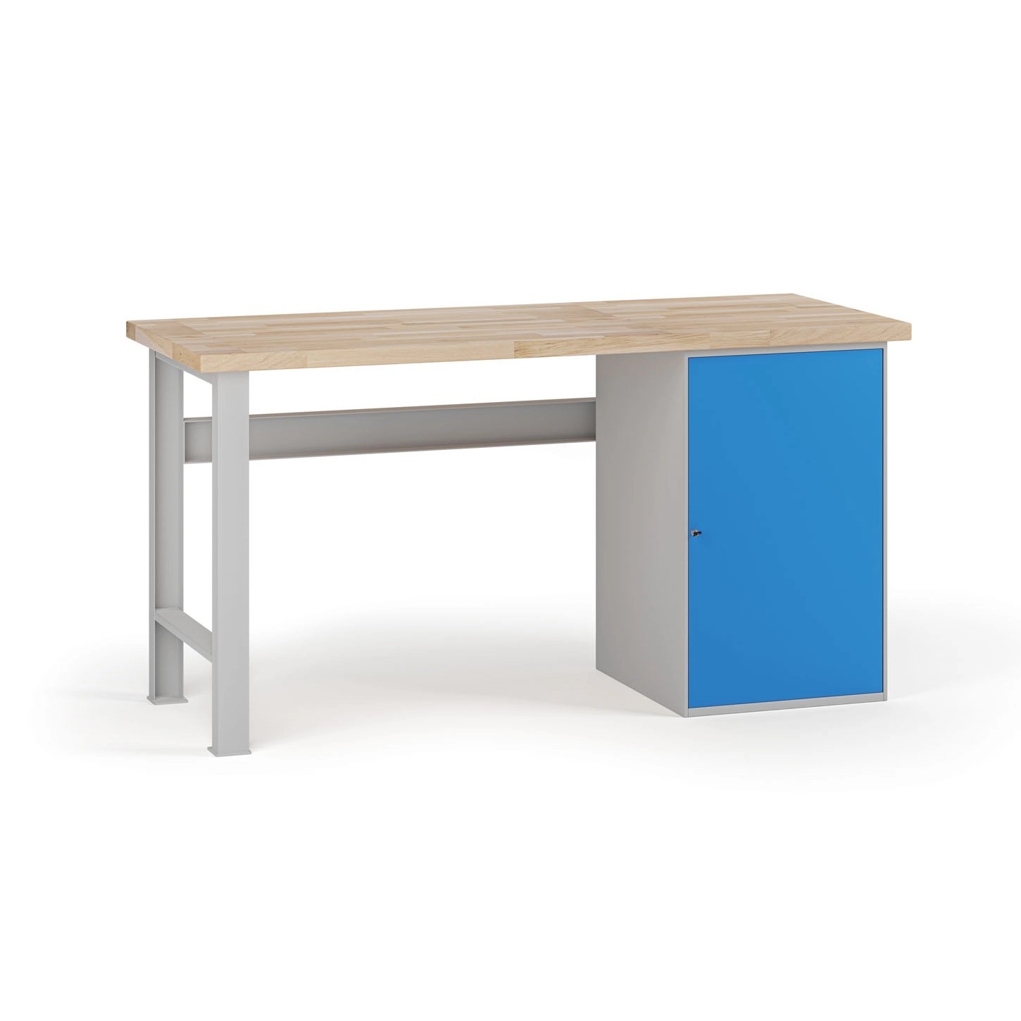 Fotografia produktu: Dielenský pracovný stôl G7, buková škárovka, 1700 x 800 x 840 mm, 1x skrinka, modrá