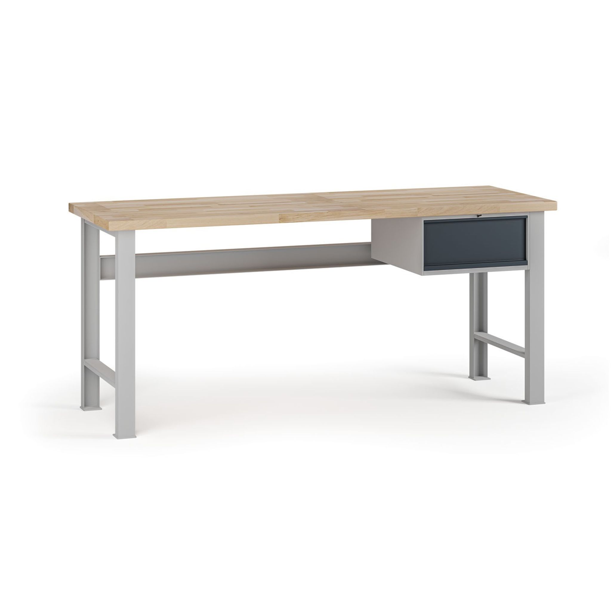 Dielenský pracovný stôl G7, buková škárovka, 2000 x 800 x 840 mm, 1x kontajner, 1 zásuvka, grafit
