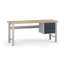 Dielenský pracovný stôl G7, buková škárovka, 2000 x 800 x 840 mm, 1x kontajner, 3 zásuvky, grafit