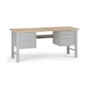 Dielenský pracovný stôl G7, buková škárovka, 2000 x 800 x 840 mm, 2x kontajner, 6 zásuviek, sivá