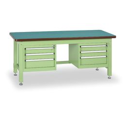 Dielenský stôl GL s 2 závesnými boxami na náradie, MDF + PVC doska, 6 zásuviek, 2100 x 750 x 800 mm