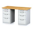Dielenský stôl MECHANIC I s 2 zásuvkovými dielenskými boxami na náradie namiesto nôh, 8 zásuviek, 1500 x 685 x 880 mm, sivé dvere