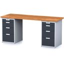 Dielenský stôl MECHANIC I s 2 zásuvkovými dielenskými boxami na náradie namiesto nôh, 8 zásuviek, 2000 x 685 x 880 mm, grafitové dvere