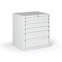 Dílenská zásuvková skříň na nářadí G345, 6 zásuvek, 881 x 653 x 800 mm, šedá