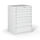 Dílenská zásuvková skříň na nářadí G345, 7 zásuvek, 881 x 653 x 1000 mm, šedá
