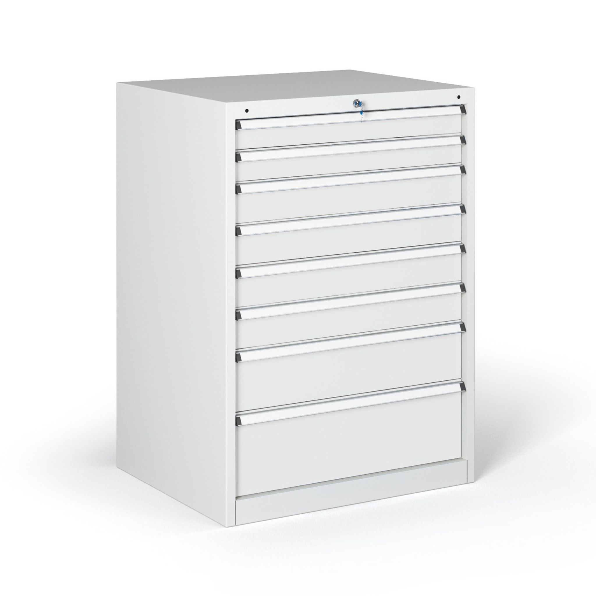 Dílenská zásuvková skříň na nářadí G345, 7 zásuvek, 881 x 653 x 1000 mm, šedá