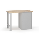 Dílenský pracovní stůl G7, buková spárovka, 1200 x 685 x 840 mm, 1x skříňka, šedá