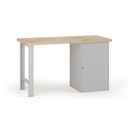 Dílenský pracovní stůl G7, buková spárovka, 1500 x 685 x 840 mm, 1x skříňka, šedá