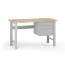 Dílenský pracovní stůl G7, buková spárovka, 1500 x 800 x 840 mm, 1x kontejner, 3 zásuvky, šedá
