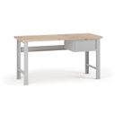 Dílenský pracovní stůl G7, buková spárovka, 1700 x 800 x 840 mm, 1x kontejner, 1 zásuvka, šedá