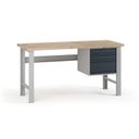 Dílenský pracovní stůl G7, buková spárovka, 1700 x 800 x 840 mm, 1x kontejner, 3 zásuvky, grafit