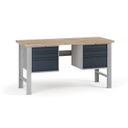 Dílenský pracovní stůl G7, buková spárovka, 1700 x 800 x 840 mm, 2x kontejner, 6 zásuvek, grafit