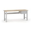 Dílenský pracovní stůl G7, buková spárovka, 2000 x 800 x 840 mm, 1x kontejner, 1 zásuvka, šedá