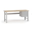 Dílenský pracovní stůl G7, buková spárovka, 2000 x 800 x 840 mm, 1x kontejner, 3 zásuvky, šedá