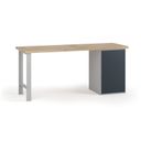 Dílenský pracovní stůl G7, buková spárovka, 2000 x 800 x 840 mm, 1x skříňka, grafit