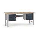 Dílenský pracovní stůl G7, buková spárovka, 2000 x 800 x 840 mm, 2x kontejner, 6 zásuvek, grafit
