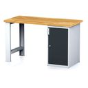 Dílenský pracovní stůl MECHANIC I, pevná noha + dílenská skříňka na nářadí, 1500 x 685 x 880 mm, antracitové dveře