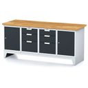 Dílenský stůl MECHANIC I, 2 skříňky a 2x 3 zásuvkový box na nářadí , 6 zásuvek, 2000x685x880 mm, grafitové dveře