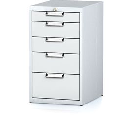 Dílenský zásuvkový box na nářadí MECHANIC, 5 zásuvek, 480 x 600 x 840 mm, šedé dveře