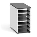 Dostawna szafka półkowa do biurka PRIMO, biała / grafitowa, prawa
