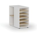Dostawna szafka półkowa do biurka PRIMO WHITE, lewa, biała/dąb naturalny