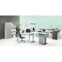 DOUBLE LAYERS Bürotisch, Schiebeplatte, mit Trennwänden, weiß / grau