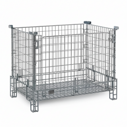 Drátěný paletový kontejner PC 1000/1, sklopná podléná stěna