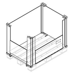 Drátěný paletový nástavec PA-X3/S, sklopná podélná a krátká stěna