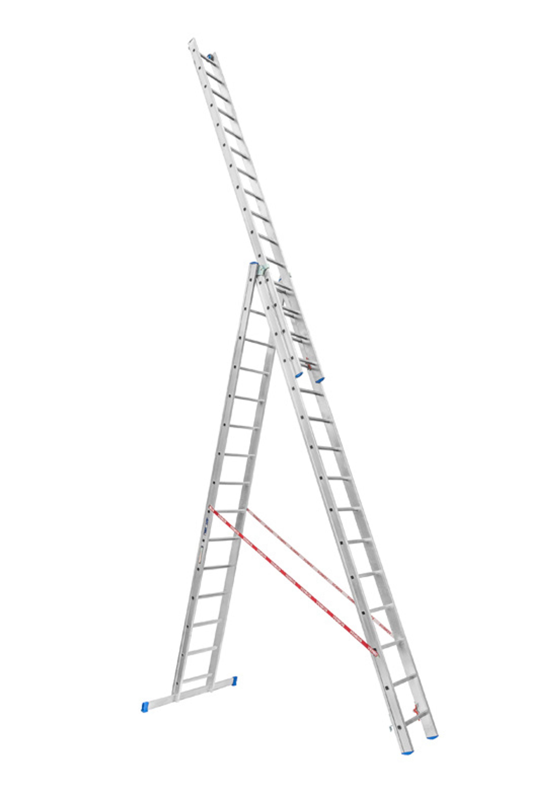Dreiteilige Mehrzweck-Aluleiter PROFI, 3x15 Sprossen, 9,79 m Dreiteilige Mehrzweck-Aluleiter PROFI, 3x15 Sprossen, 9,79 m