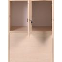 Dřevěná odkládací skříňka s úložnými boxy, 9 boxů, 1700 x 900 x 420 mm, cylindrický zámek, ořech