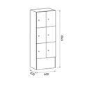 Dřevěná odkládací skříňka S5 s úložnými boxy, 6 boxů, 1700 x 600 x 420 mm, cylindrický zámek, bříza