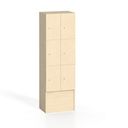 Dřevěná odkládací skříňka S5 s úložnými boxy, 6 boxů, 1700 x 600 x 420 mm, cylindrický zámek, bříza