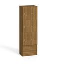 Dřevěná odkládací skříňka S5 s úložnými boxy, 6 boxů, 1700 x 600 x 420 mm, cylindrický zámek, ořech