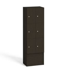 Dřevěná odkládací skříňka S5 s úložnými boxy, 6 boxů, 1700 x 600 x 420 mm, cylindrický zámek, wenge