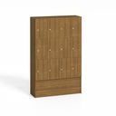 Drevená odkladacia skrinka S5 s úložnými boxami, 12 boxov, 1700 x 1200 x 420 mm, cylindrický zámok, orech