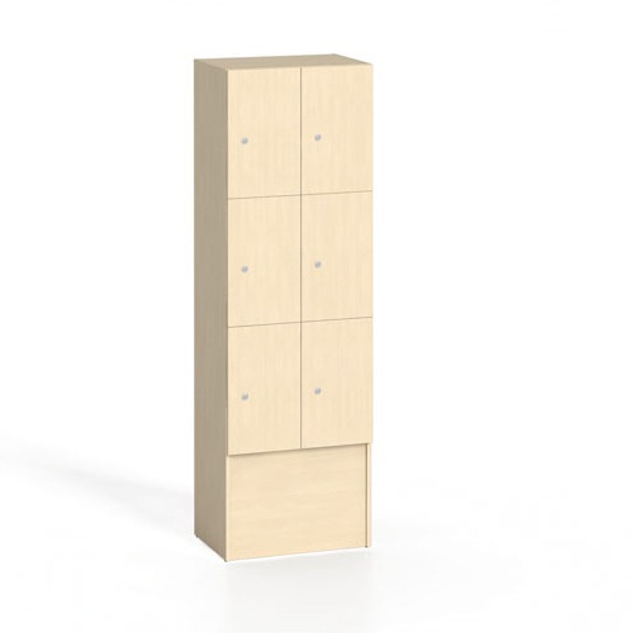 Drevená skrinka S5 s úložnými boxami, 6 boxov, 1700 x 600 x 420 mm, cylindrický zámek