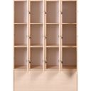 Dřevěná šatní skříňka s odkládacími boxy, 12 boxů, 1700 x 1200 x 420 mm, cylindrický zámek, buk