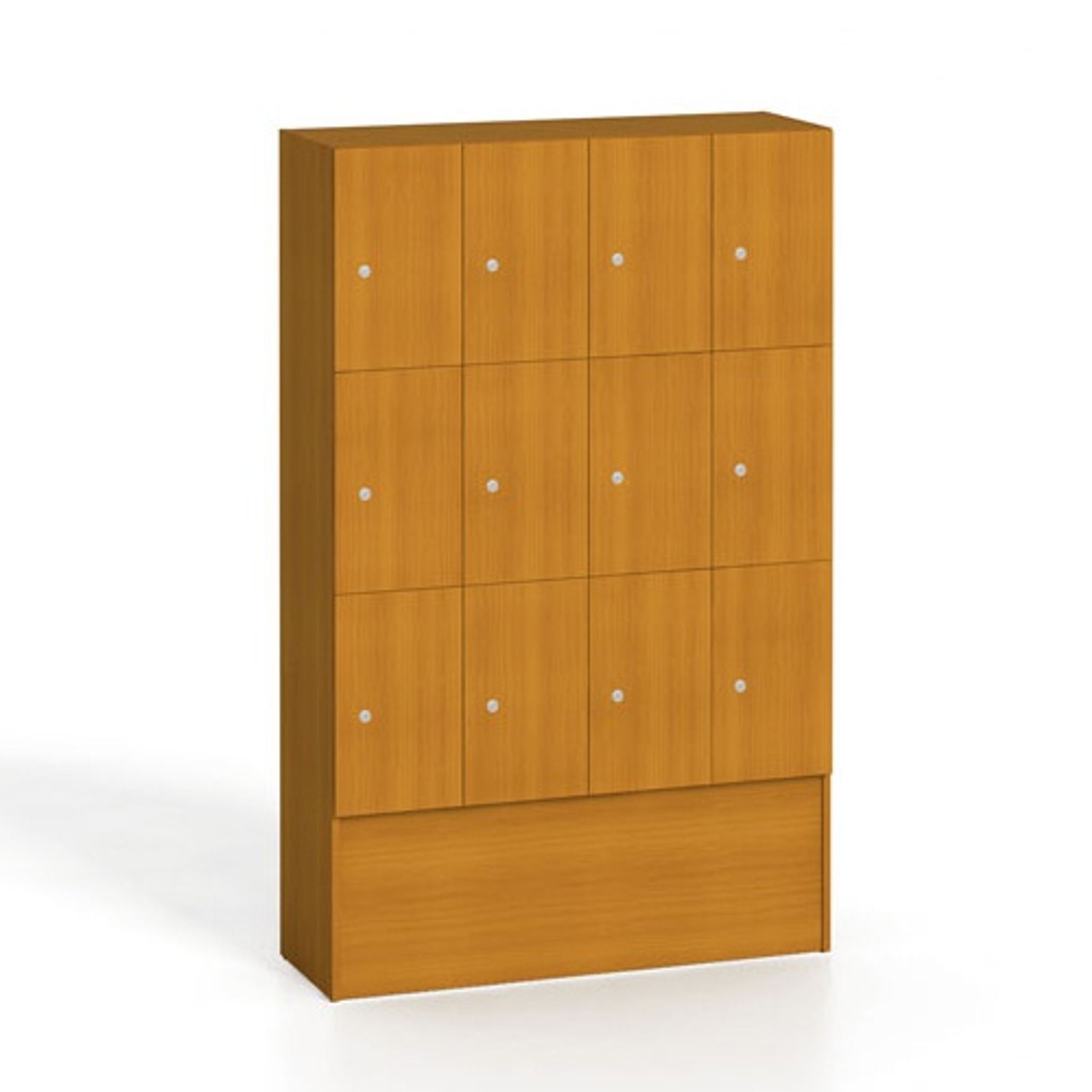 Dřevěná šatní skříňka s odkládacími boxy, 12 boxů, 1700 x 1200 x 420 mm, cylindrický zámek, třešeň